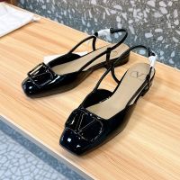 Valentino VLogo Signature Slingback Flats 20MM Women Matching Patent Leather Black
