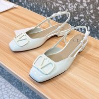 Valentino VLogo Signature Slingback Flats 20MM Women Matching Patent Leather White
