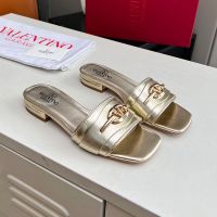 Valentino Vlogo Gate Slides 20MM Women Calfskin Gold
