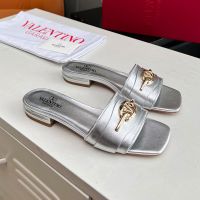 Valentino Vlogo Gate Slides 20MM Women Calfskin Silver