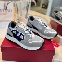 Valentino Vlogo Pace Sneakers Unisex Suede and Fabric Grey