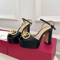 Valentino Vlogo Signature Platform Sandals 115MM Women Calfskin Black