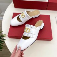 Valentino Vlogo Signature Moccasin Mules 25MM Women Fringed Calfskin White
