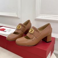 Valentino Vlogo Signature Pumps 55MM Women Fringed Calfskin Brown