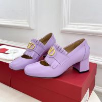 Valentino Vlogo Signature Pumps 55MM Women Fringed Calfskin Purple