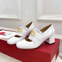 Valentino Vlogo Signature Pumps 55MM Women Fringed Calfskin White