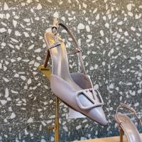 Valentino VLogo Signature Slingback Pumps 80MM Women Matching Calfskin Taupe