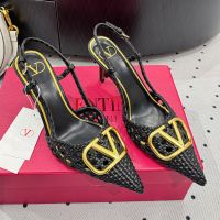 Valentino VLogo Signature Slingback Pumps 80MM Women Woven Leather Black