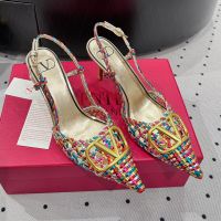 Valentino VLogo Signature Slingback Pumps 80MM Women Woven Leather Multicolor