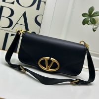 Valentino Vlogo Signature Messenger Bag In Nappa Leather Black