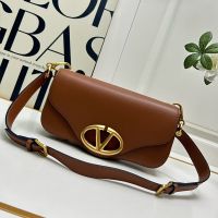 Valentino Vlogo Signature Messenger Bag In Nappa Leather Brown