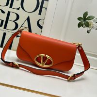 Valentino Vlogo Signature Messenger Bag In Nappa Leather Orange