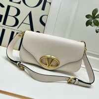 Valentino Vlogo Signature Messenger Bag In Nappa Leather White