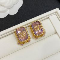 Valentino VLogo Signature Multi Pendant Earrings In Metal with Crystals and Pearls Purple