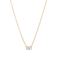 Valentino VLogo Signature Necklace In Metal with Crystals Gold