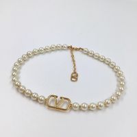 Valentino VLogo Signature Necklace In Pearls Chain with Metal Gold