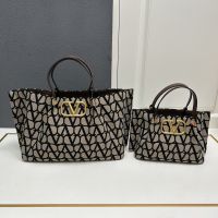 Valentino Shopping Bag In Toile Iconographe Fabric Beige